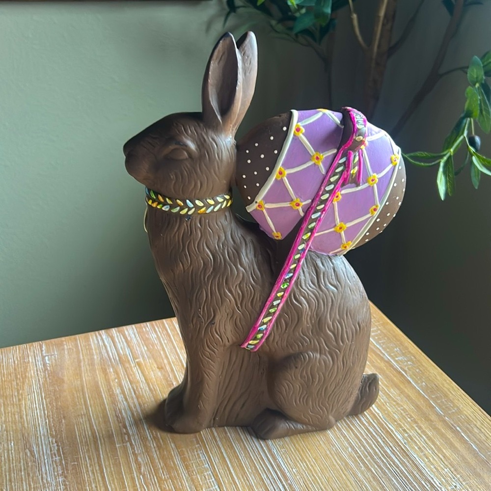 Large Vintage Faux Chocolate Bunny Egg Rabbit Easter Decor. - Picture 10 of 10